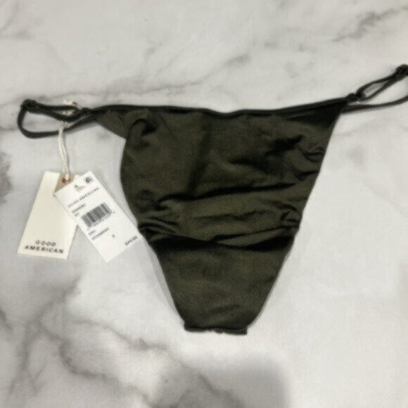NWT Good American Green Stormy Shine Perfect Fit Bikini Bottom Size 2/Medium - Picture 8 of 9